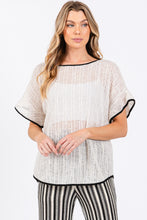 Load image into Gallery viewer, GeeGee Contrast Trim Short Sleeve Knit Cover Up