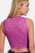 Load image into Gallery viewer, Zenana Washed Ribbed Seamless Crop Tank with Bra Pad