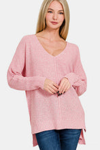 Load image into Gallery viewer, Zenana High-Low Center Seam V-Neck Sweater