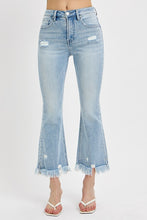 Load image into Gallery viewer, RISEN Full Size Raw Hem Distressed Cropped Flare Jeans Plus Size