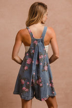 Load image into Gallery viewer, BiBi Flower Printed Wide Strap Denim Overalls