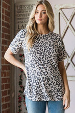 Load image into Gallery viewer, Heimish Leopard Round Neck Petal Sleeve T-Shirt