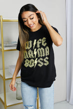 Load image into Gallery viewer, mineB Full Size Leopard Lightning Graphic Tee in Black