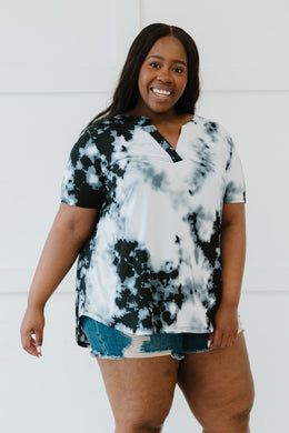 Sew In Love Abstract Print Printed Notched Tee