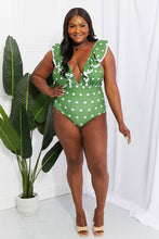 Load image into Gallery viewer, Marina West Swim Moonlit Dip Ruffle Plunge Swimsuit in Mid Green