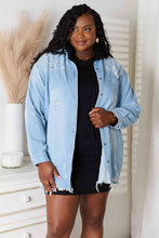 Load image into Gallery viewer, RISEN Distressed Raw Hem Denim Jacket