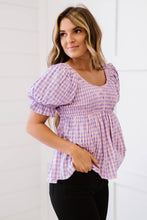 Load image into Gallery viewer, Davi &amp; Dani Youthful Days Gingham Smocked Babydoll Top