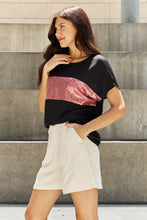 Load image into Gallery viewer, Sew In Love Shine Bright Center Mesh Sequin Top in Black/Mauve