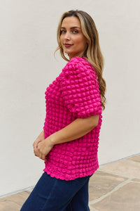 And The Why Bubble textured Puff Sleeve Top