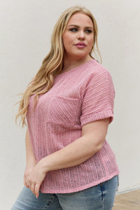 e.Luna Chunky Knit Short Sleeve Top in Mauve