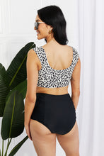 Load image into Gallery viewer, Marina West Swim Sanibel Crop Swim Top and Ruched Bottoms Set in Black