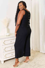 Load image into Gallery viewer, Double Take Buttoned Round Neck Tank and Wide Leg Pants Set