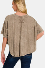 Load image into Gallery viewer, Zenana Washed Round Neck Drop Shoulder Cropped T-Shirt