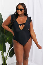 Load image into Gallery viewer, Marina West Swim Seashell Ruffle Sleeve One-Piece in Black