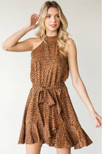 Load image into Gallery viewer, First Love Leopard Belted Sleeveless Dress