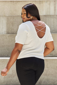 And The Why Pearly White Criss Cross Pearl Detail Open Back T-Shirt