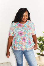 Load image into Gallery viewer, Double Take Floral Round Neck Babydoll Top