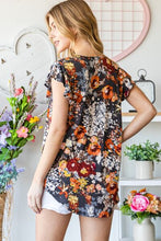 Load image into Gallery viewer, Heimish Ruffled Floral Round Neck Cap Sleeve Blouse