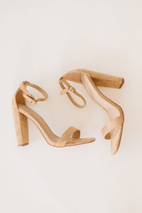 KAYLEEN Standing Tall Square Toe Block Heel Sandals in Taupe
