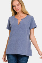 Load image into Gallery viewer, Zenana Notched Short Sleeve Waffle T-Shirt