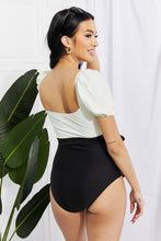 Load image into Gallery viewer, Marina West Swim Salty Air Puff Sleeve One-Piece in Cream/Black