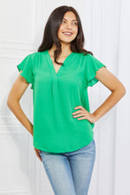 Load image into Gallery viewer, Sew In Love Just For You Short Ruffled sleeve length Top in Green