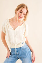 Load image into Gallery viewer, And The Why Cotton Gauze Back Waist Tie Cropped Blouse