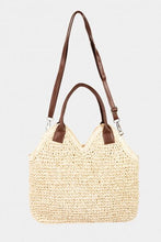 Load image into Gallery viewer, Fame Straw Braided Faux Leather Strap Shoulder Bag