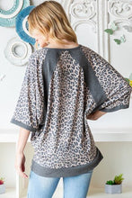 Load image into Gallery viewer, Heimish Leopard Contrast V-Neck Half Sleeve T-Shirt