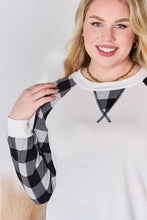 Load image into Gallery viewer, Hailey &amp; Co Plaid Raglan Sleeve Round Neck Blouse
