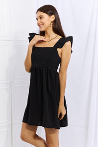 Culture Code Sunny Days Empire Line Ruffle Sleeve Dress in Black