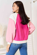 Load image into Gallery viewer, Double Take Color Block Dropped Shoulder Sweatshirt
