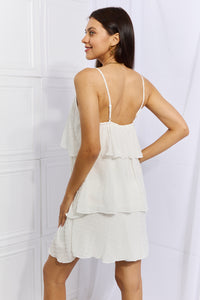 Culture Code By The River Cascade Ruffle Style Cami Dress in Soft White