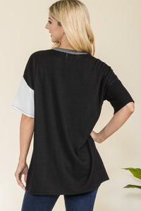 Celeste Ribbed Color Block Short Sleeve T-Shirt