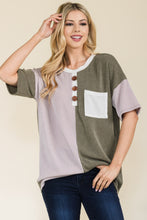 Load image into Gallery viewer, Celeste Ribbed Color Block Short Sleeve T-Shirt