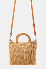 Load image into Gallery viewer, Fame Crochet Knit Convertible Tote Bag with Tassel