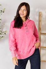 Load image into Gallery viewer, Zenana Half Snap Long Sleeve Hoodie with Pockets