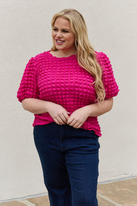 And The Why Bubble textured Puff Sleeve Top