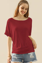 Load image into Gallery viewer, Ninexis Boat Neck Short Sleeve Ruched Side Top