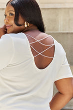 Load image into Gallery viewer, And The Why Pearly White Criss Cross Pearl Detail Open Back T-Shirt