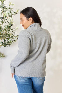 Heimish Turtleneck Long Sleeve Slit Sweater