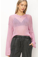 Load image into Gallery viewer, HYFVE Openwork Ribbed Long Sleeve Knit Top