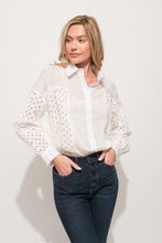 Load image into Gallery viewer, And The Why Eyelet Long Sleeve Button Down Shirt