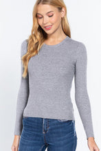 Load image into Gallery viewer, ACTIVE BASIC Ribbed Round Neck Long Sleeve Knit Top