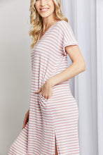 Load image into Gallery viewer, Heimish Horizontal Stripe Side Slit V-Neck Dress