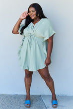Load image into Gallery viewer, Ninexis Out Of Time Ruffle Hem Dress with Drawstring Waistband in Light Sage