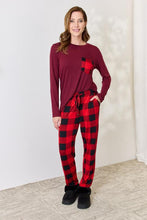 Load image into Gallery viewer, Zenana Plaid Round Neck Top and Pants Pajama Set