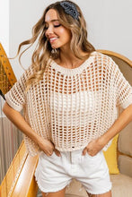 Load image into Gallery viewer, BiBi Hollowed Out Short Sleeve Knit Top