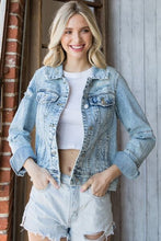 Load image into Gallery viewer, Veveret Distressed Button Up Denim Jacket