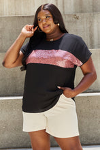 Load image into Gallery viewer, Sew In Love Shine Bright Center Mesh Sequin Top in Black/Mauve